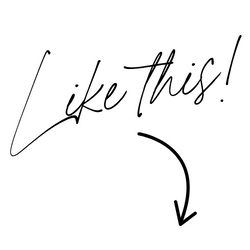 Handwriting typeface with an arrow pointing to spinning text.  It says "Like this!"