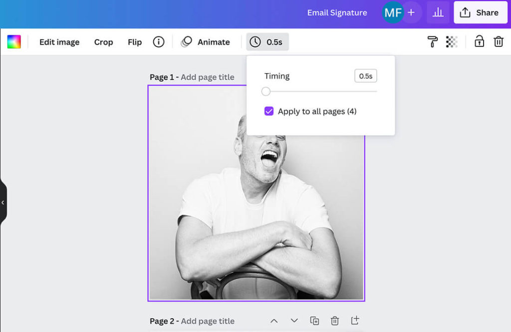 Make a headshot photography GIF in Canva to boost email