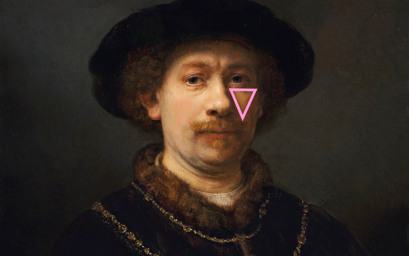 Rembrandt painting demonstrating Rembrandt natural lighting with a triangle of light on the shadow side of the face.
