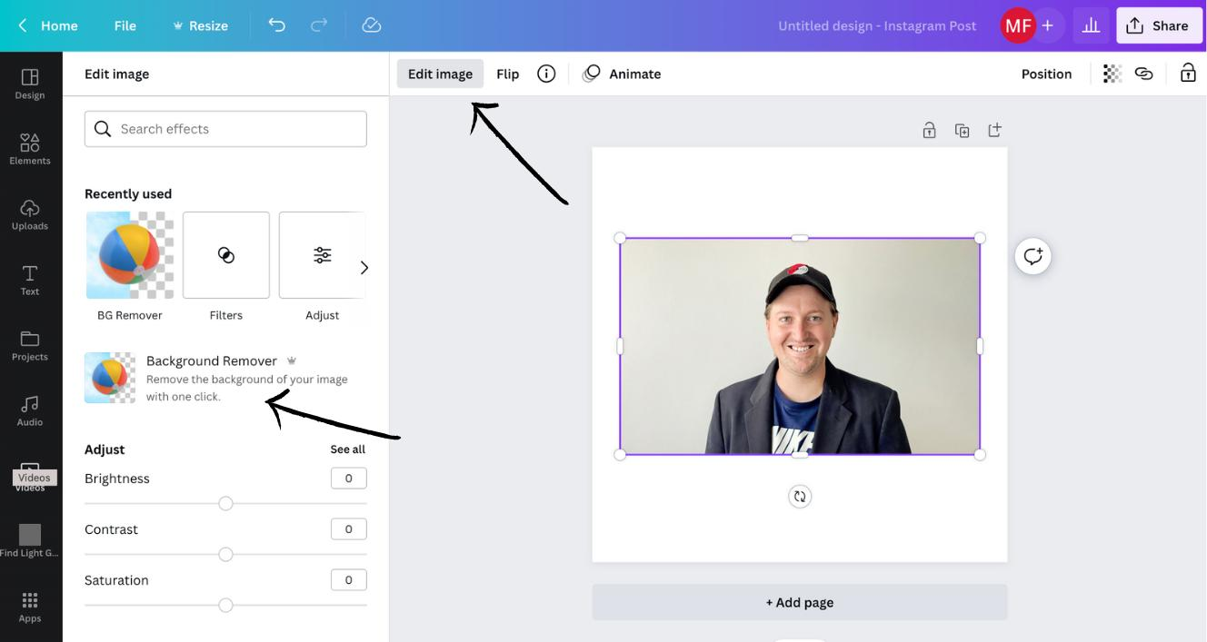 How to remove a headshot background in Canva.