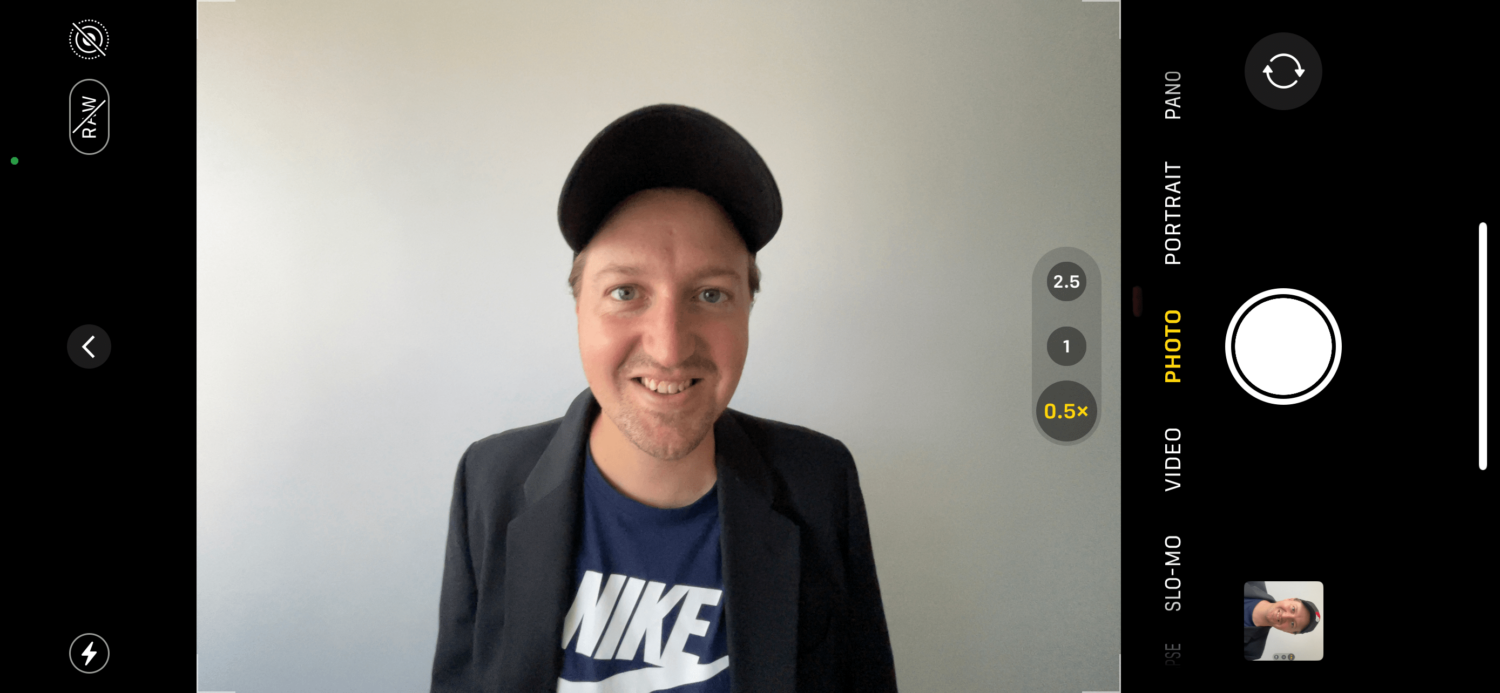Example showing the iPhone wide angle setting to take a close up portrait.