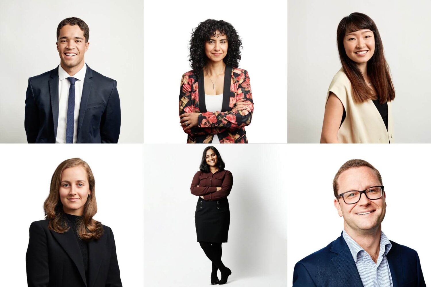 Infographic showing a range of white backgrounds used in studio photoshoots. All headshots are by Photoform*.